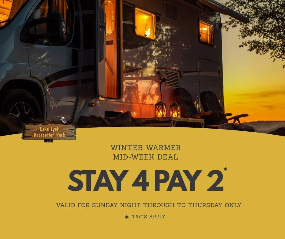 ❄️ WINTER ESCAPES JUST GOT BETTER ❄️

Swap the busy weekends and endless screen time for crisp mountain air, campfires, peaceful lakeside mornings and a little extra time to truly unwind.

This winter, escape to Lake Lyell Recreation Park and enjoy m