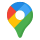 Multi coloured Google review map pin icon on white background