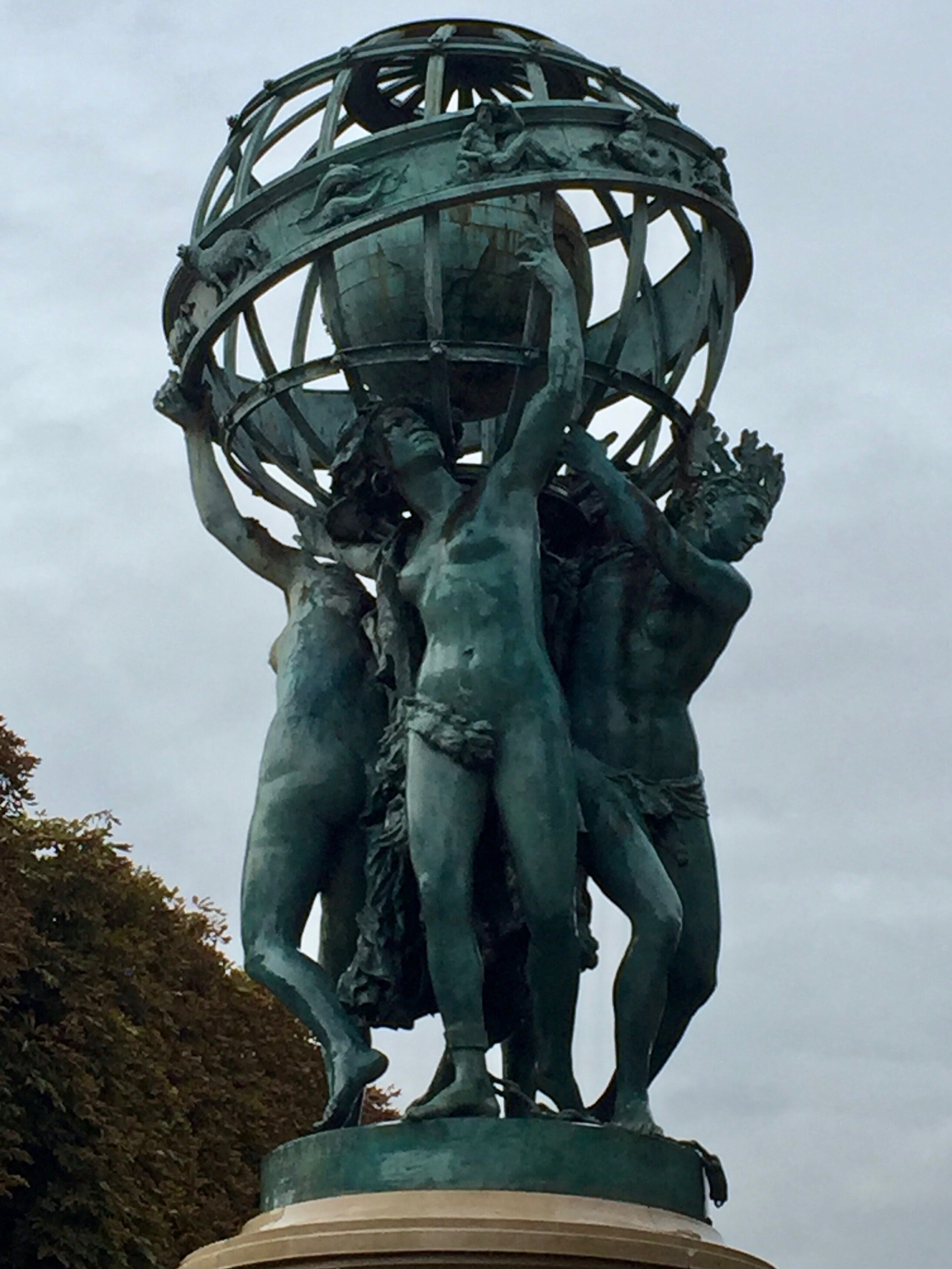 The Four Parts of the World Holding the Celestial Sphere, atop the fountain in Jardin de l'Observatoire, Paris