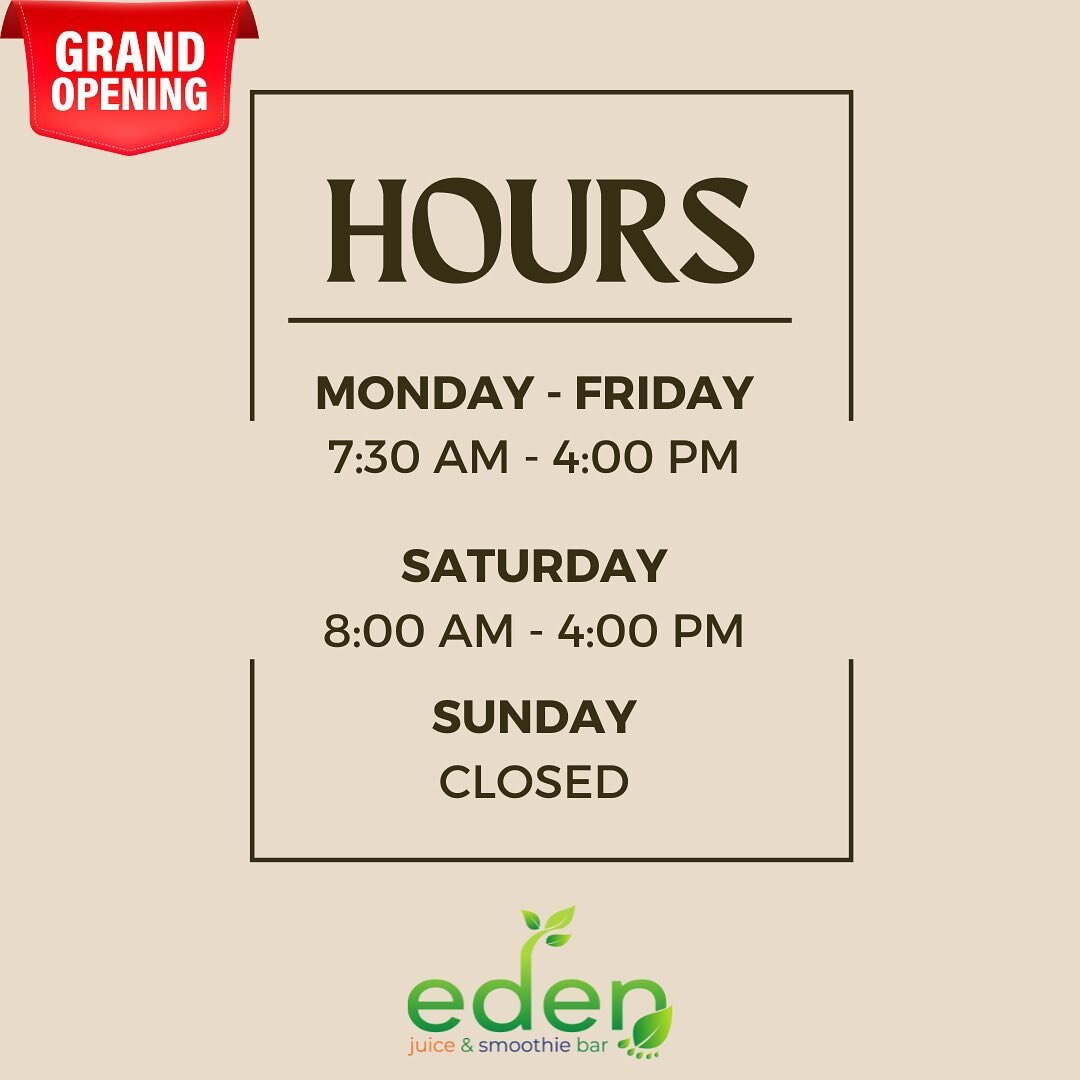 🌟 This Week&rsquo;s Wellness Hours! 🥤🌿

Ready to kickstart your week with a dose of delicious and nutritious? We&rsquo;ve got you covered!

See you soon! 💚 
#Wellness #EdenHours