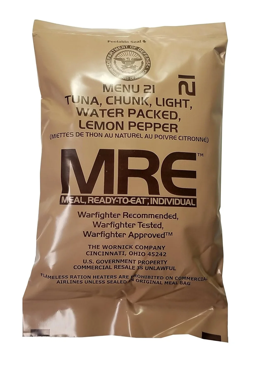 Repas prêt à manger MRE - Ration de l'armée américaine EPA., CHICKEN, NOODLES and VEGETABLES, in
