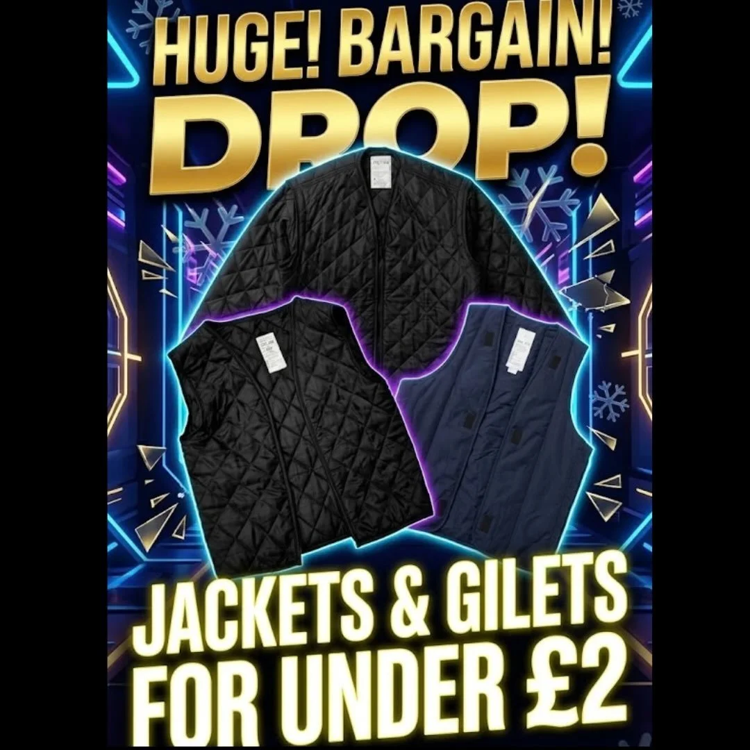 12:30 YouTube 
LIVE SALE: Winter jackets &amp; Gilets UNDER &pound;2

Join us live as I have a huge sale of cold weather  jackets and gilets.
Layer up this winter with a classic navy or black quilted liner from under &pound;2. 
Today only SALE now on