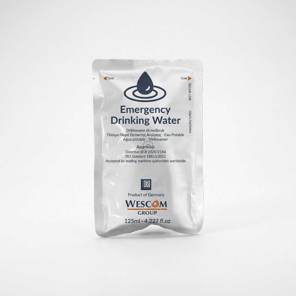 Buy PainsWessex Emergency Drinking Water 500ml for your survival kit. Features 4x125ml rugged sachets, a 5-year shelf life, and maritime approval. Shop now!