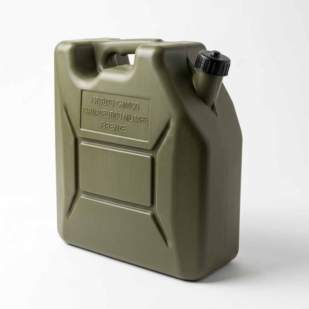 Buy the Genuine Italian Military Water Carrier (20L) in Olive Green. Durable, leak-proof surplus gear perfect for camping, overlanding, or off-grid survival.