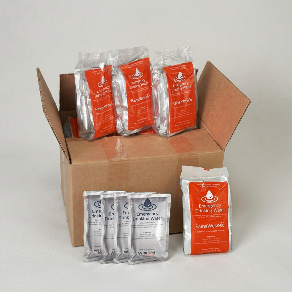 Buy PainsWessex Emergency Drinking Water 500ml for your survival kit. Features 4x125ml rugged sachets, a 5-year shelf life, and maritime approval. Shop now!