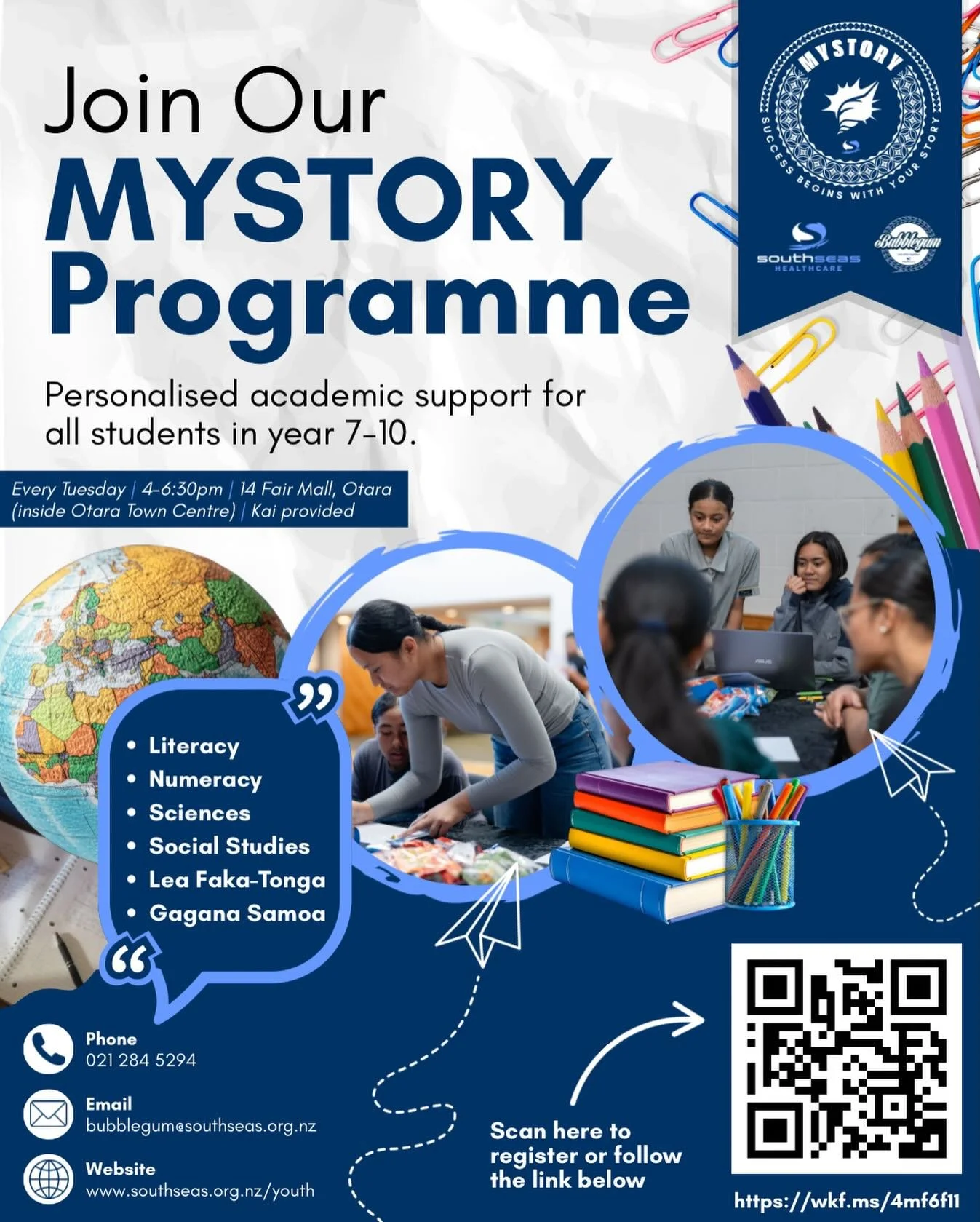 ✨📚 The MYSTORY programme is kicking off this year and registrations are OPEN!!! 

Join our programme to access FREE personalised support in your personal or academic journeys 🎓👨&zwj;💻 Registrations are open to all rangatahi in year 7 to year 10. 