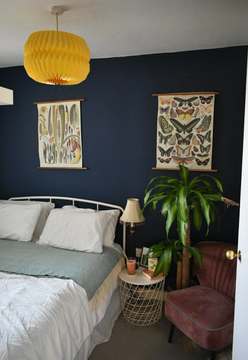 Vintage posters in the guest bedroom