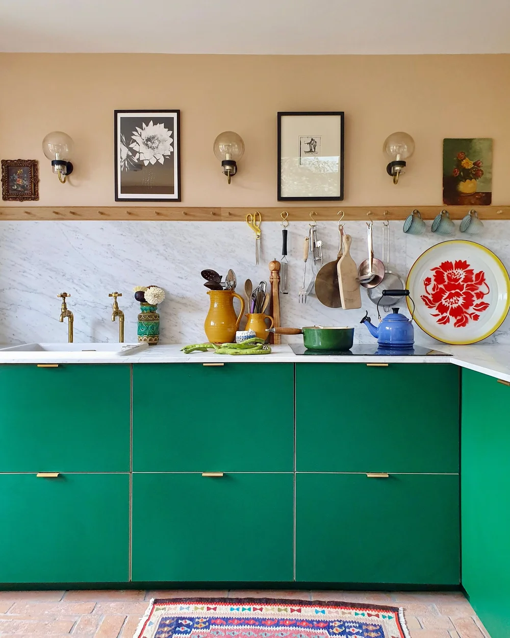 Plykea’s Formica fronts in Hunter Green mask the kitchen’s Ikea carcass