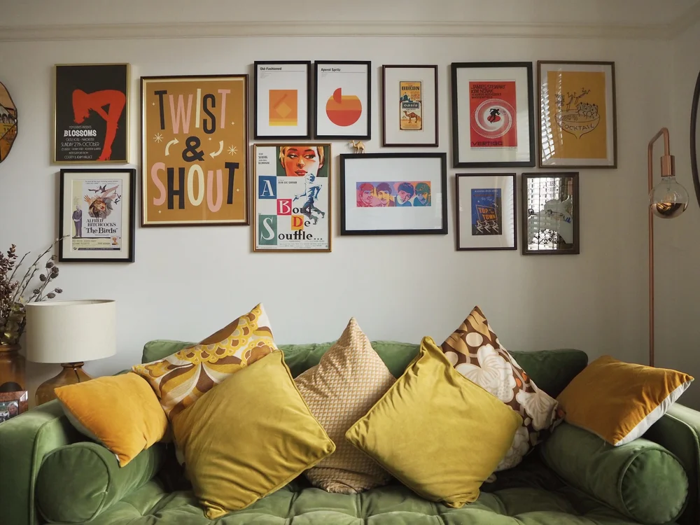 The tactile velvet sofa is from Made.com