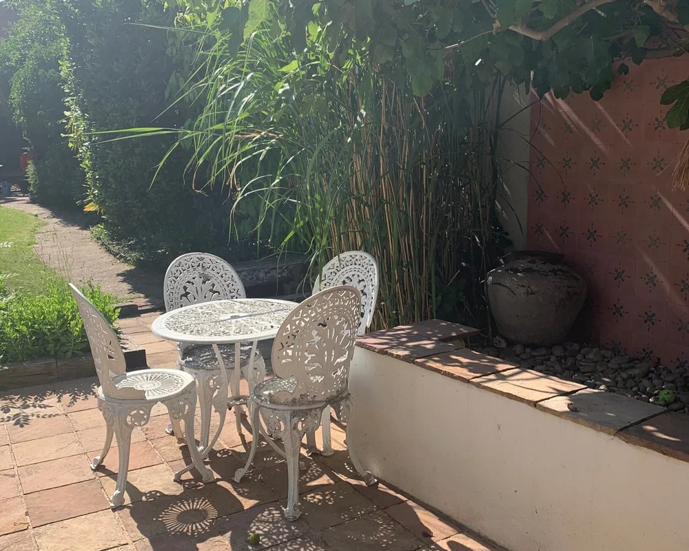 The outside patio by the kitchen