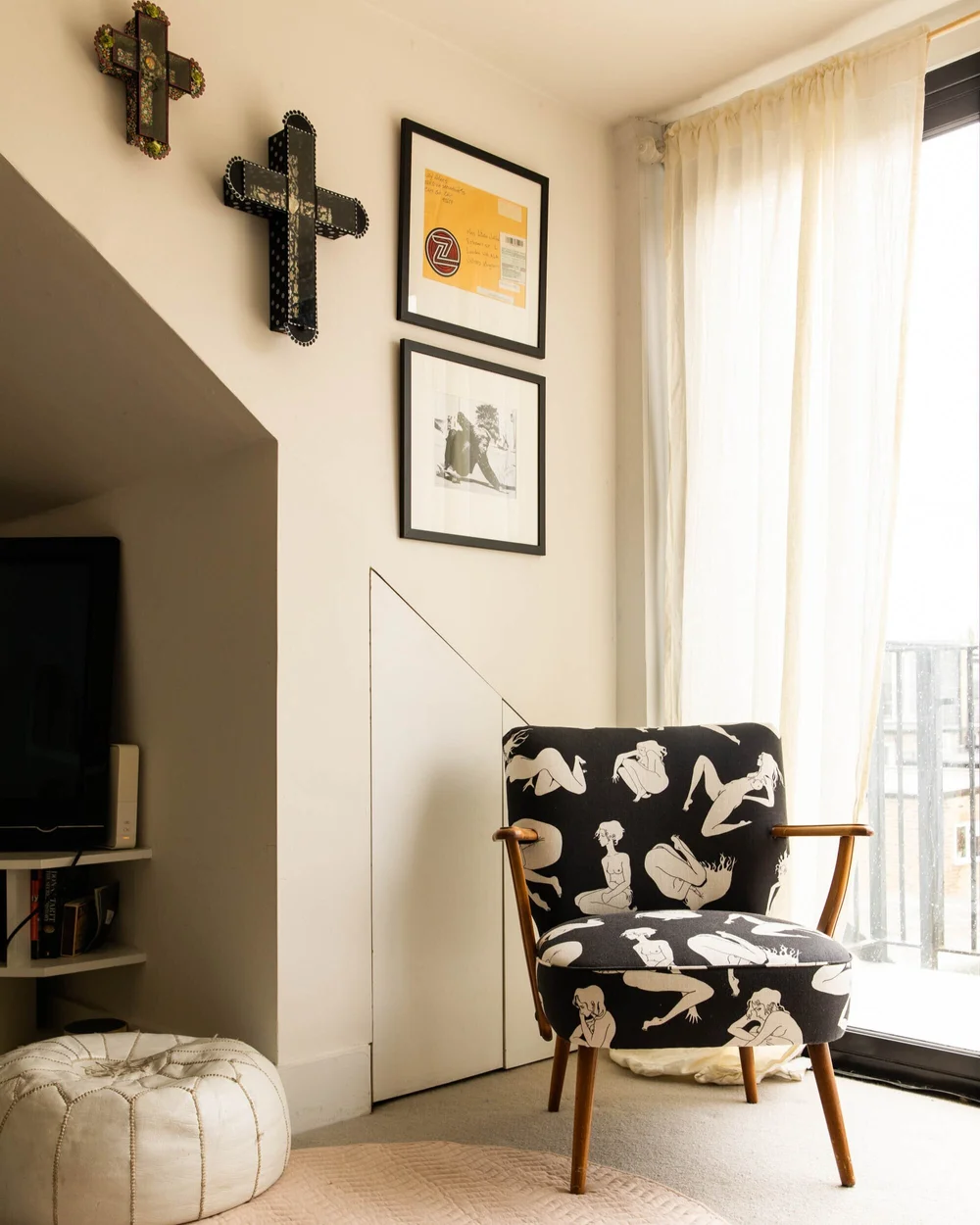 Pierre Frey’s ‘La Danse’ fabric covers the antique chair