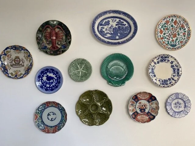 A plate wall in the kitchen for finds that Gemma says “are too nice to eat from or too nice just to sit in the cupboard”