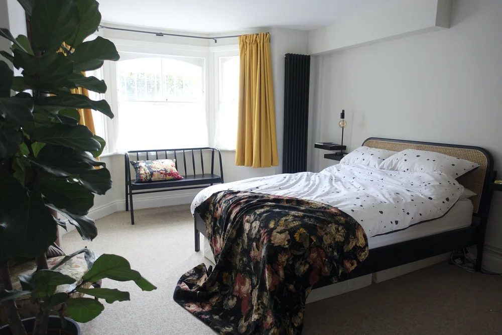 The bedroom is downstairs