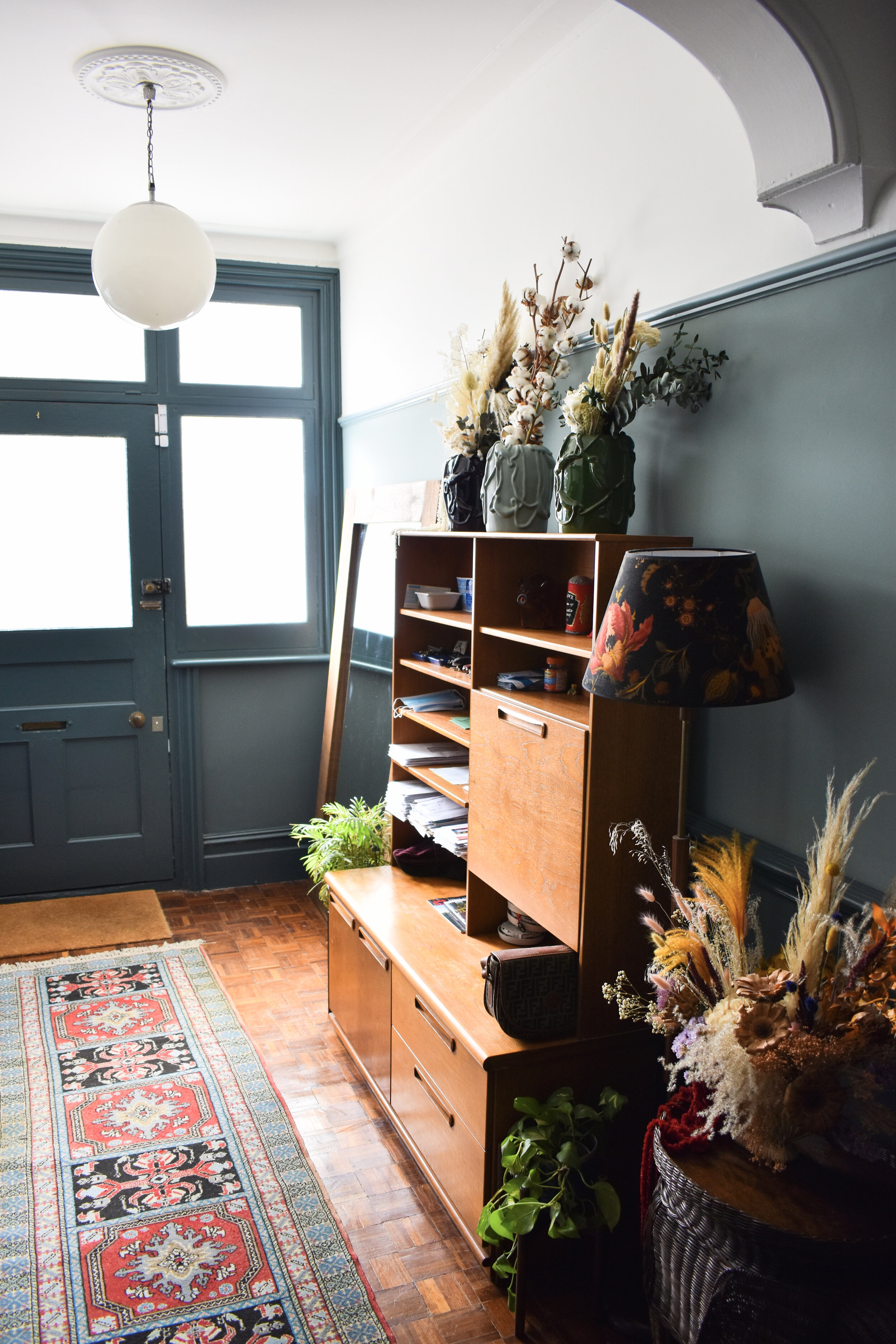 Under the carpeted entrance Natasha discovered original finger-block flooring