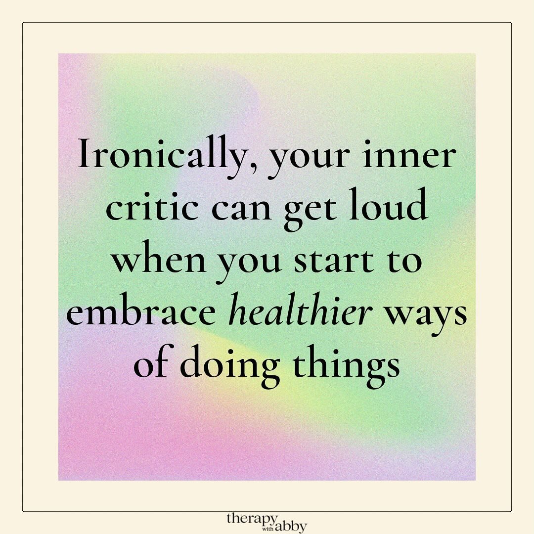 Something I talk to people about in therapy is that our inner critic can get really loud when we start to break unhealthy patterns like chronic busyness, people-pleasing, perfectionism and numbing. 

When we start to embrace healthier ways of doing t