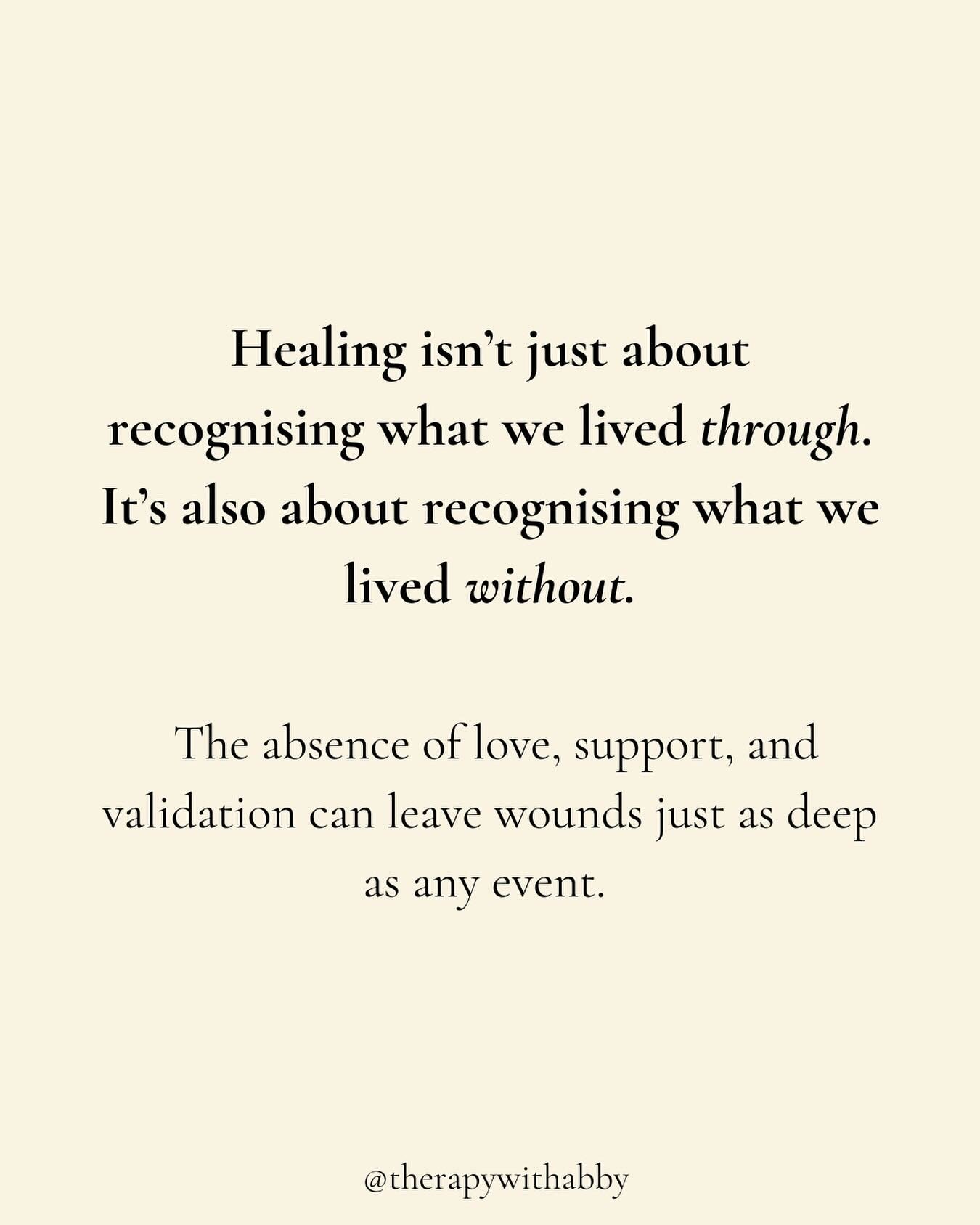 We tend to think healing is only for people with &ldquo;big&rdquo; traumas.

But often, it&rsquo;s the things we *didn&rsquo;t* get in childhood - unconditional care, comfort, guidance, attunement - that shape us the most.

These absences leave their