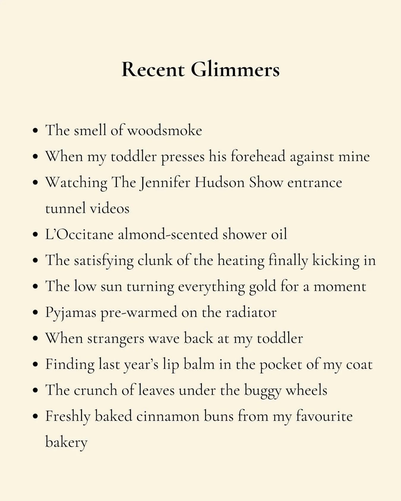 Even writing these lists feels like a gift to my nervous system
