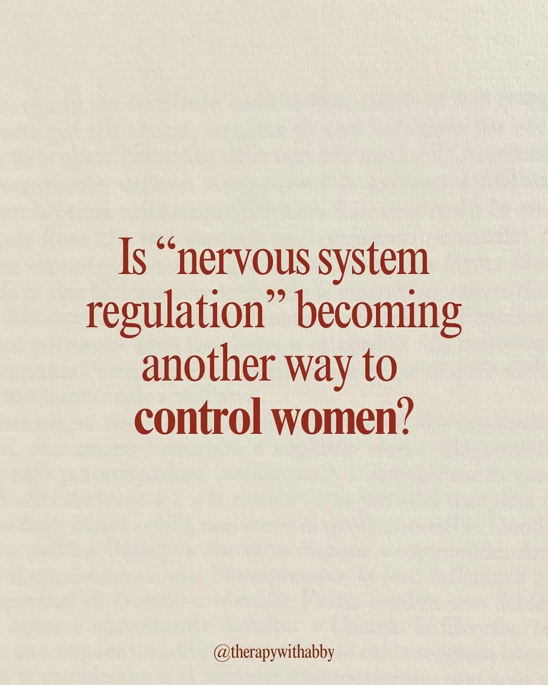I love nervous system work. I teach it, I use it every day.

But regulation was never meant to make women smaller.

If &ldquo;just regulate&rdquo; becomes shorthand for *calm down, don&rsquo;t be so much, make this easier for everyone else* - we&rsqu