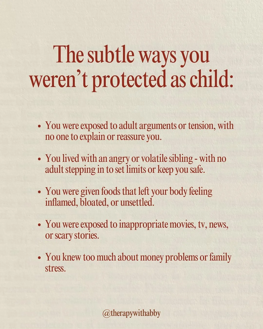 Not being protected as a child doesn&rsquo;t always look how we imagine.

It isn&rsquo;t always overt abuse. Sometimes, it&rsquo;s the quiet, persistent absence of safety.

Maybe your parents weren&rsquo;t trying to harm you. But these experiences st