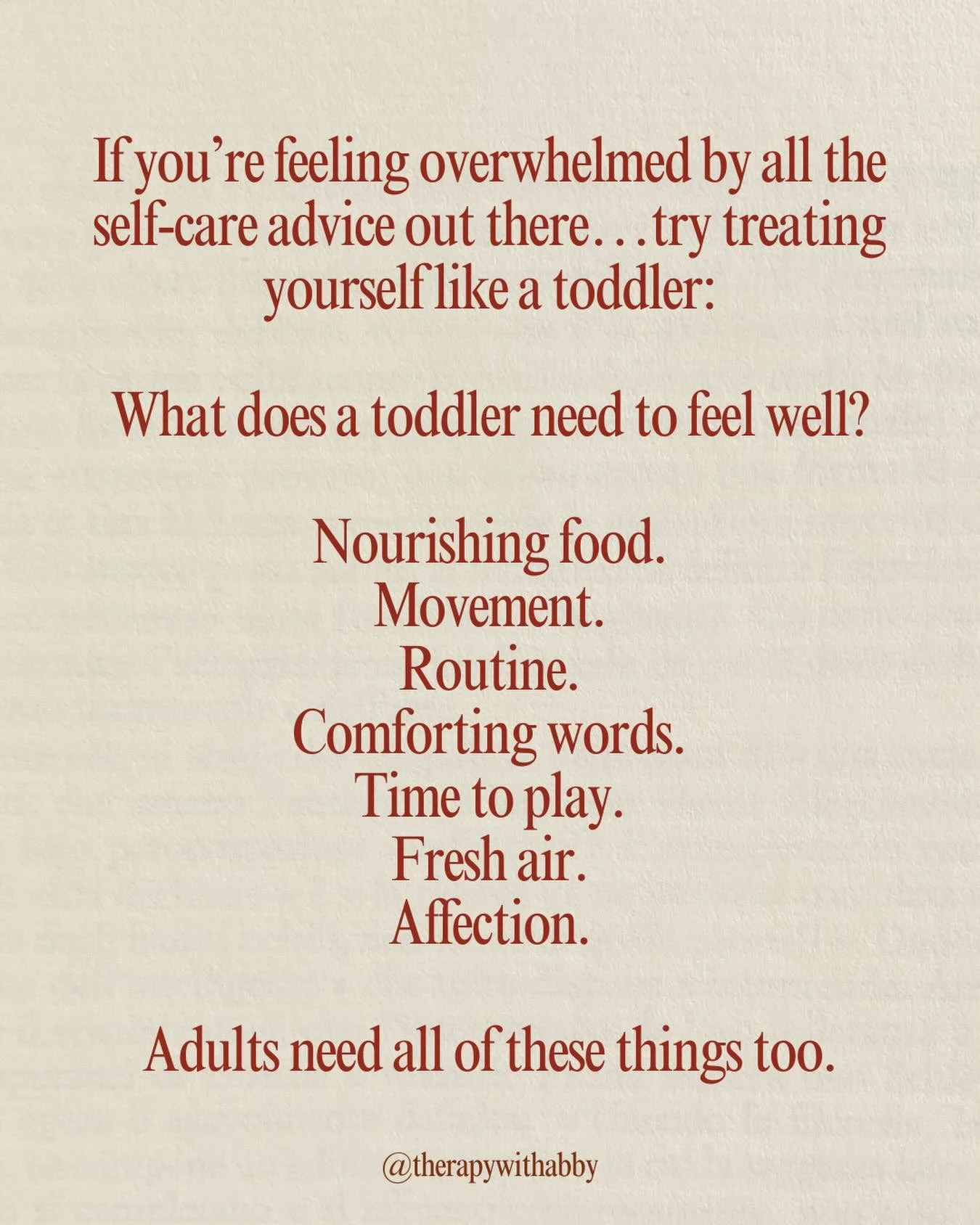 It&rsquo;s funny how we expect toddlers to fall apart without these things 

but somehow we expect ourselves to keep going 🤷&zwj;♀️