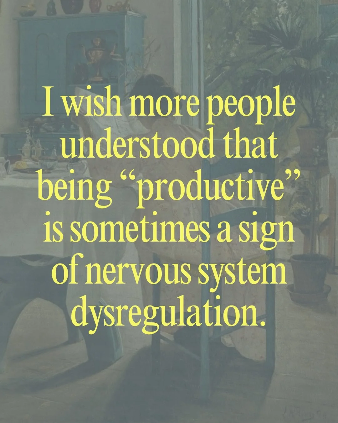 I think this is one of the biggest misunderstandings when it comes to nervous system work.

We assume the answer is to *calm down* 

But if your system has learned that being &ldquo;on&rdquo; is what keeps you safe&hellip;then slowing down doesn&rsqu