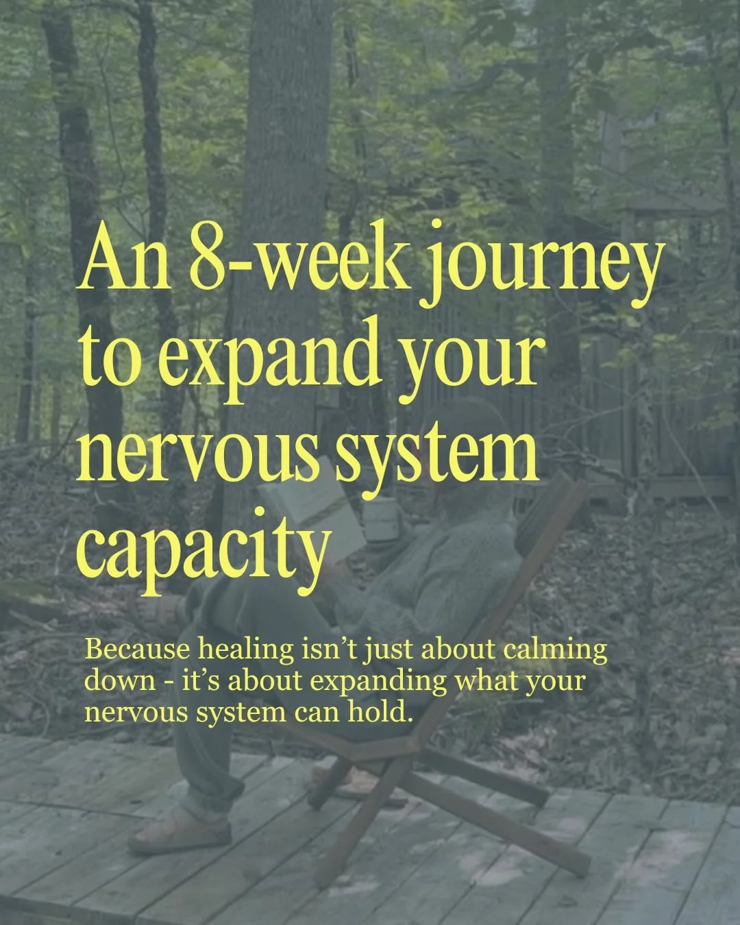 For a long time, I thought nervous system healing was about learning how to calm myself down.

But over time, I realised the deeper work was about expanding my capacity.

My capacity for:

🌀 stress
🌀 uncertainty
🌀 rest
🌀 vulnerability
🌀 joy
🌀 v