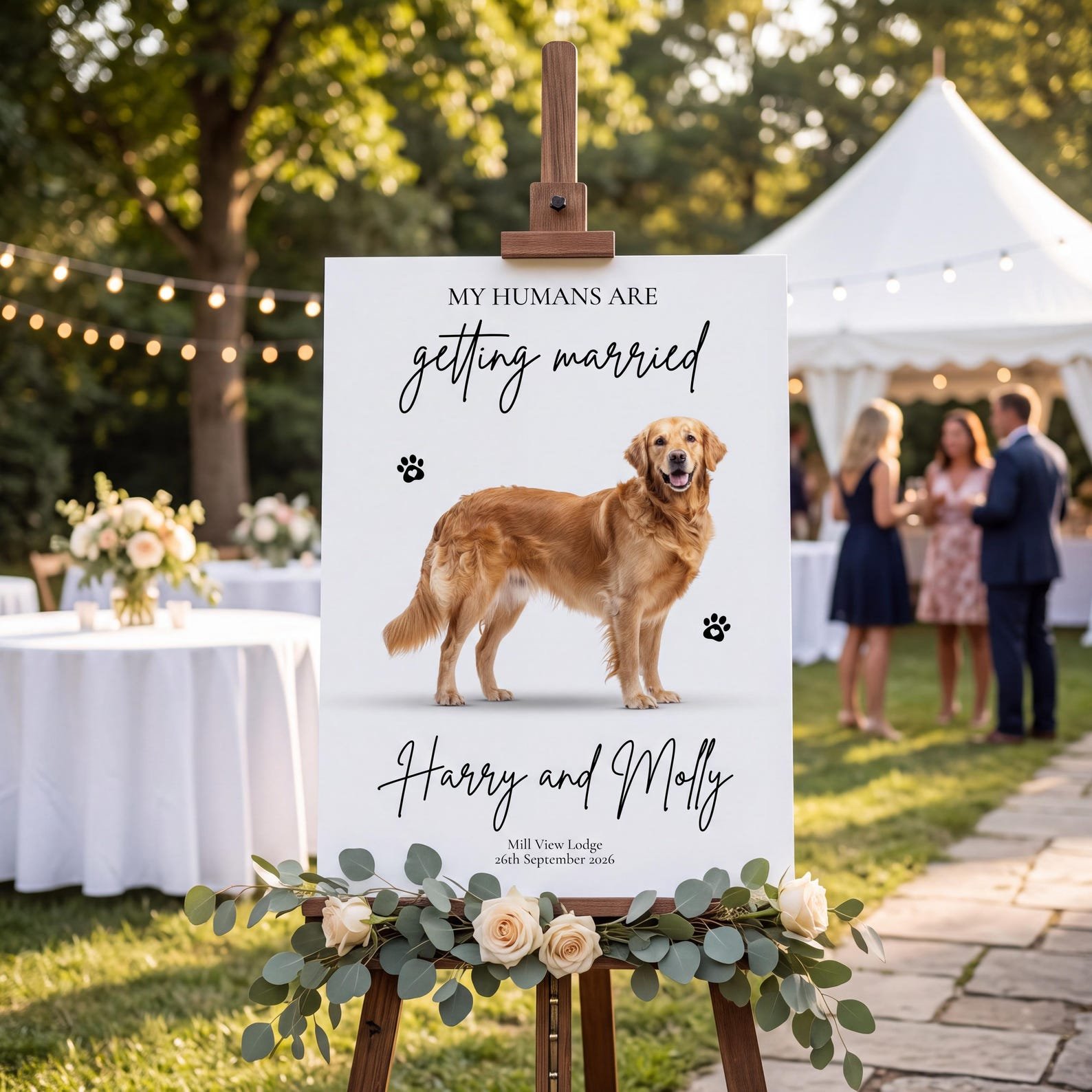 custom pet portrait rehearsal dinner sign