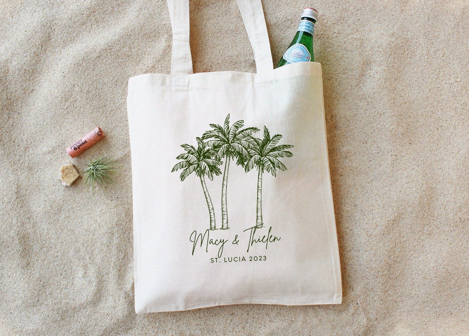 personalized palm tree wedding welcome bag