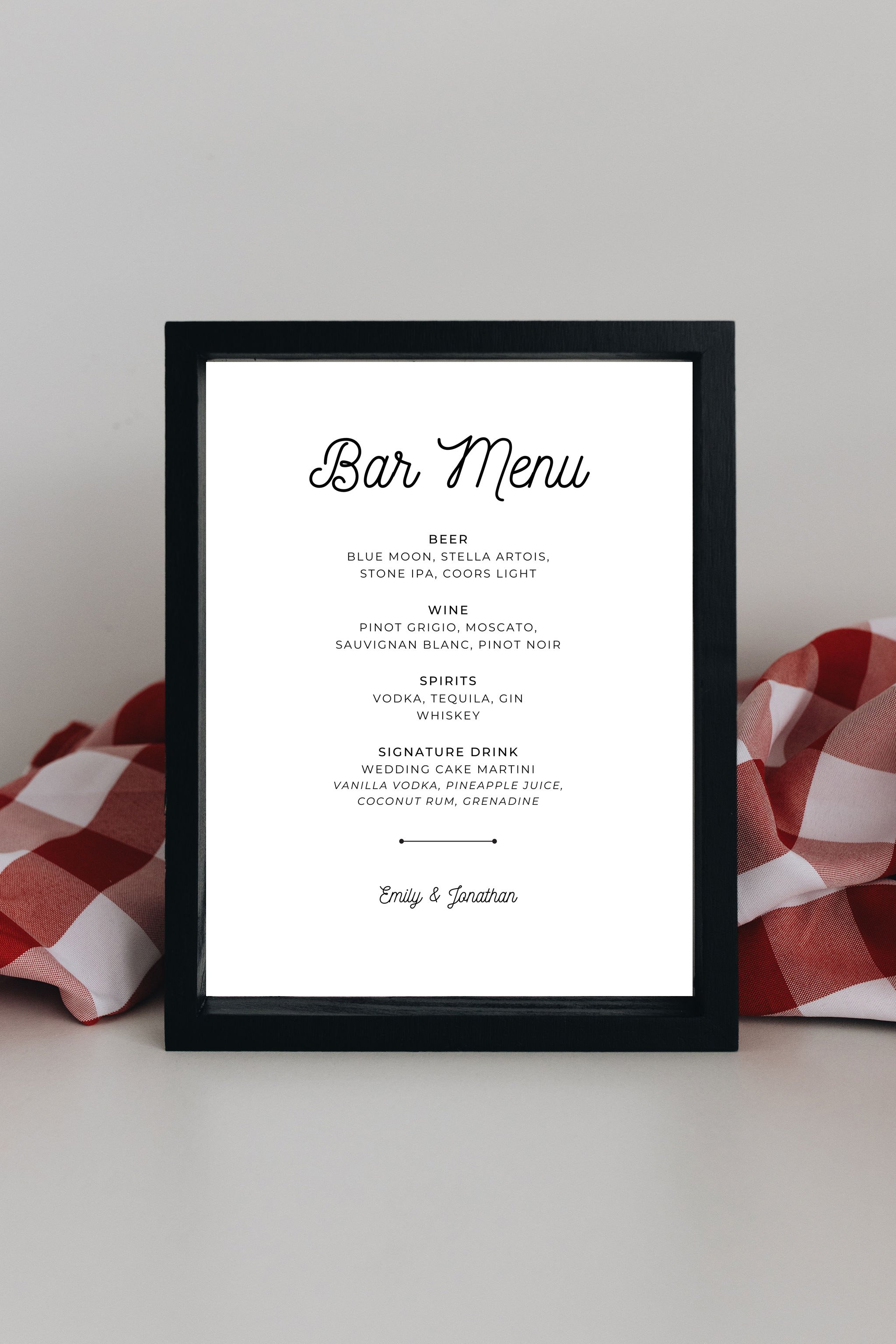Amore! Bar Menu