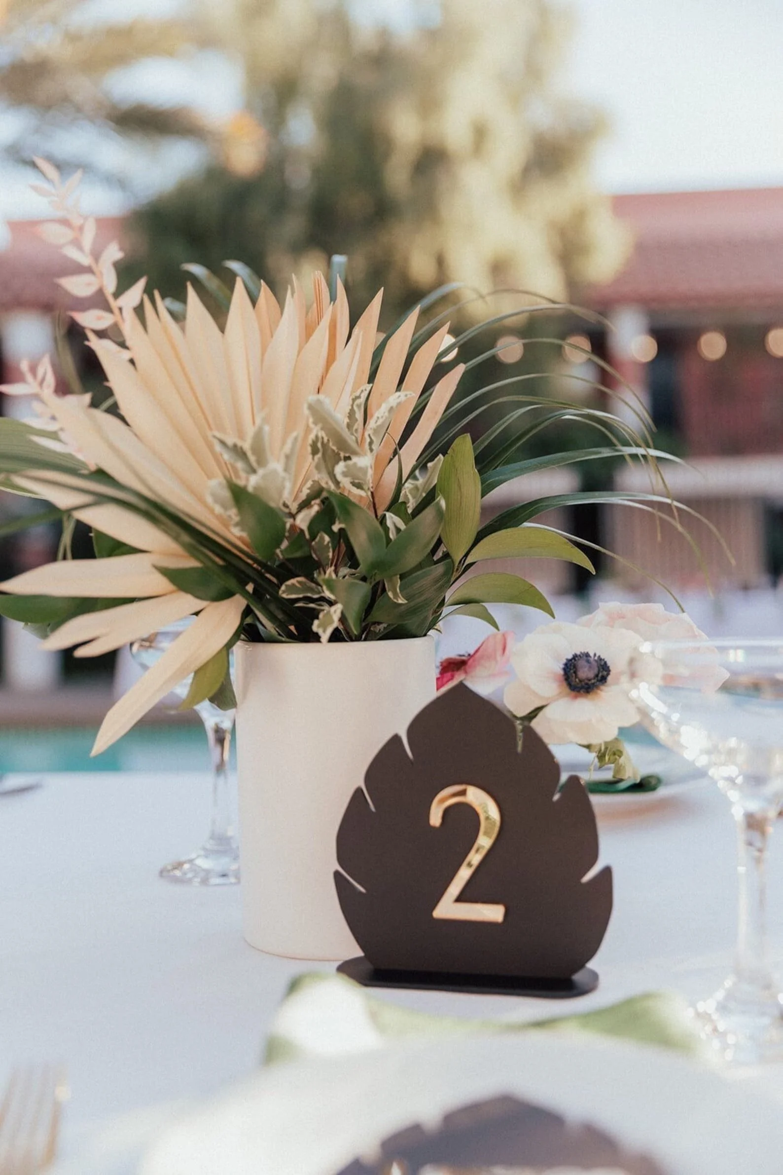 acrylic tropical leaf table number