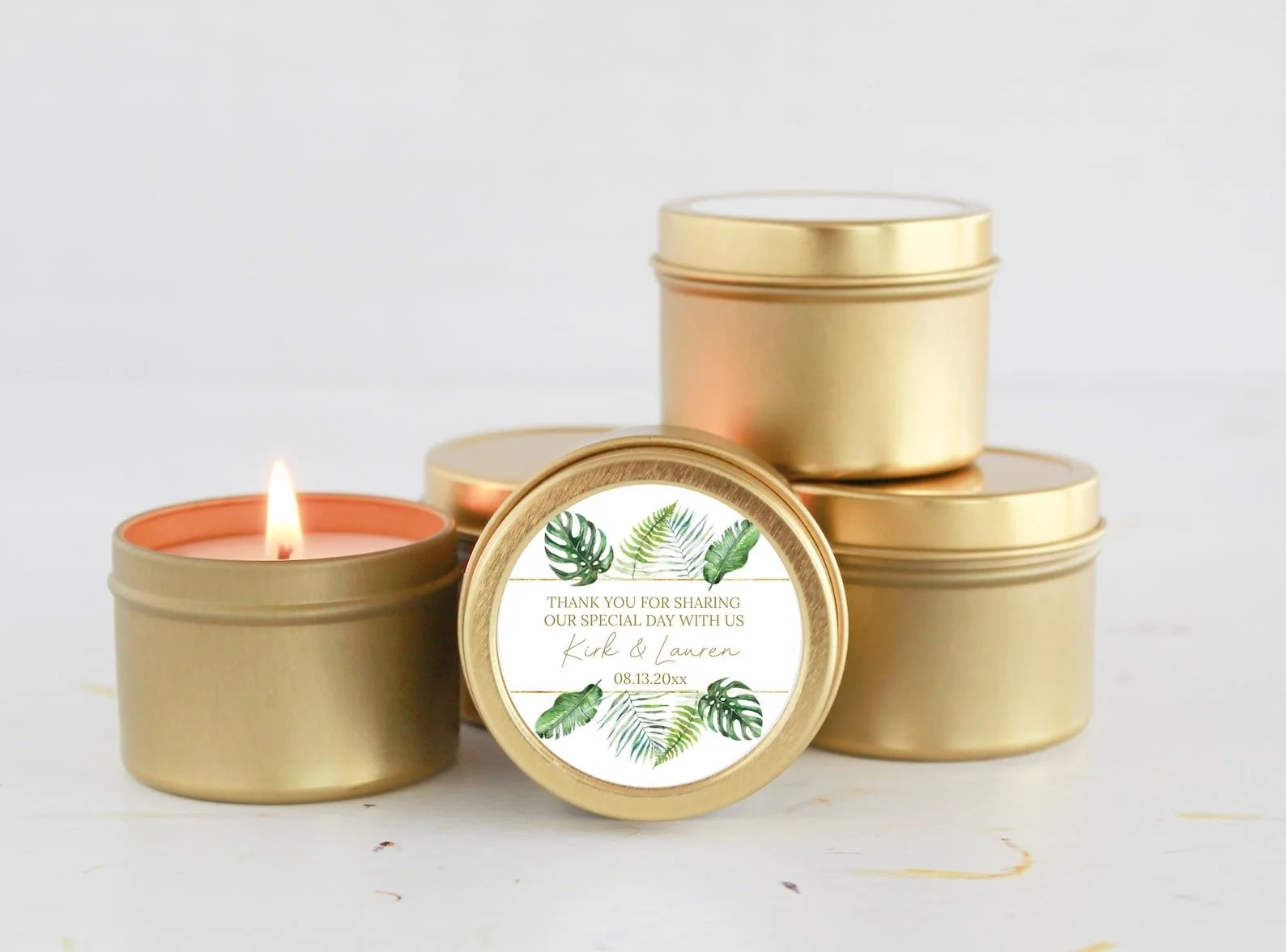 tropical gold candle favors