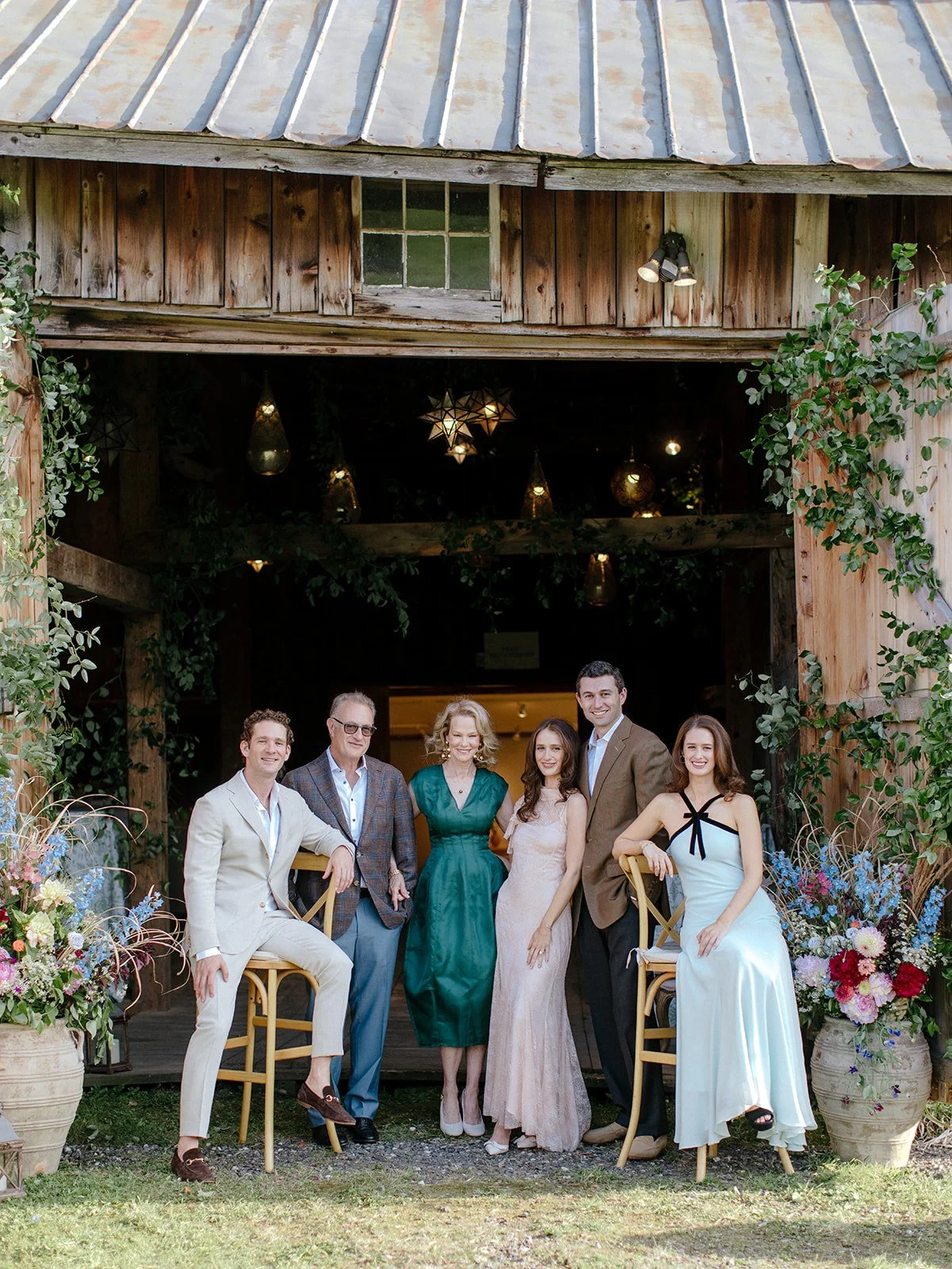 romantic rustic farm wedding welcome party in vermont