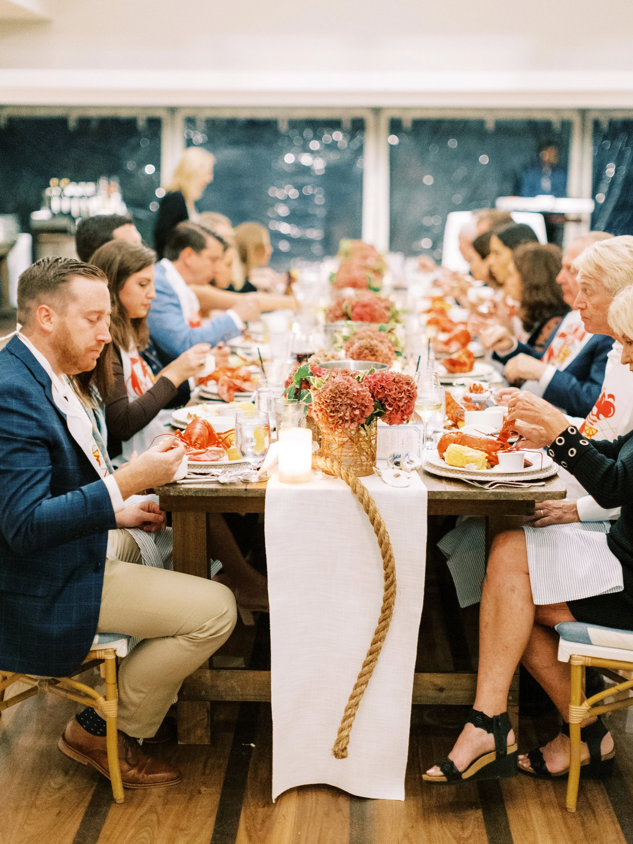 nautical inspired cape cod wedding rehearsal dinner lobster clambake