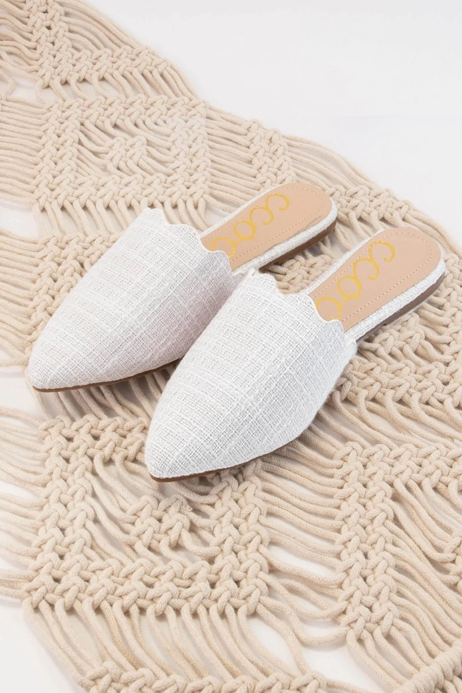 white mule bridal shoes