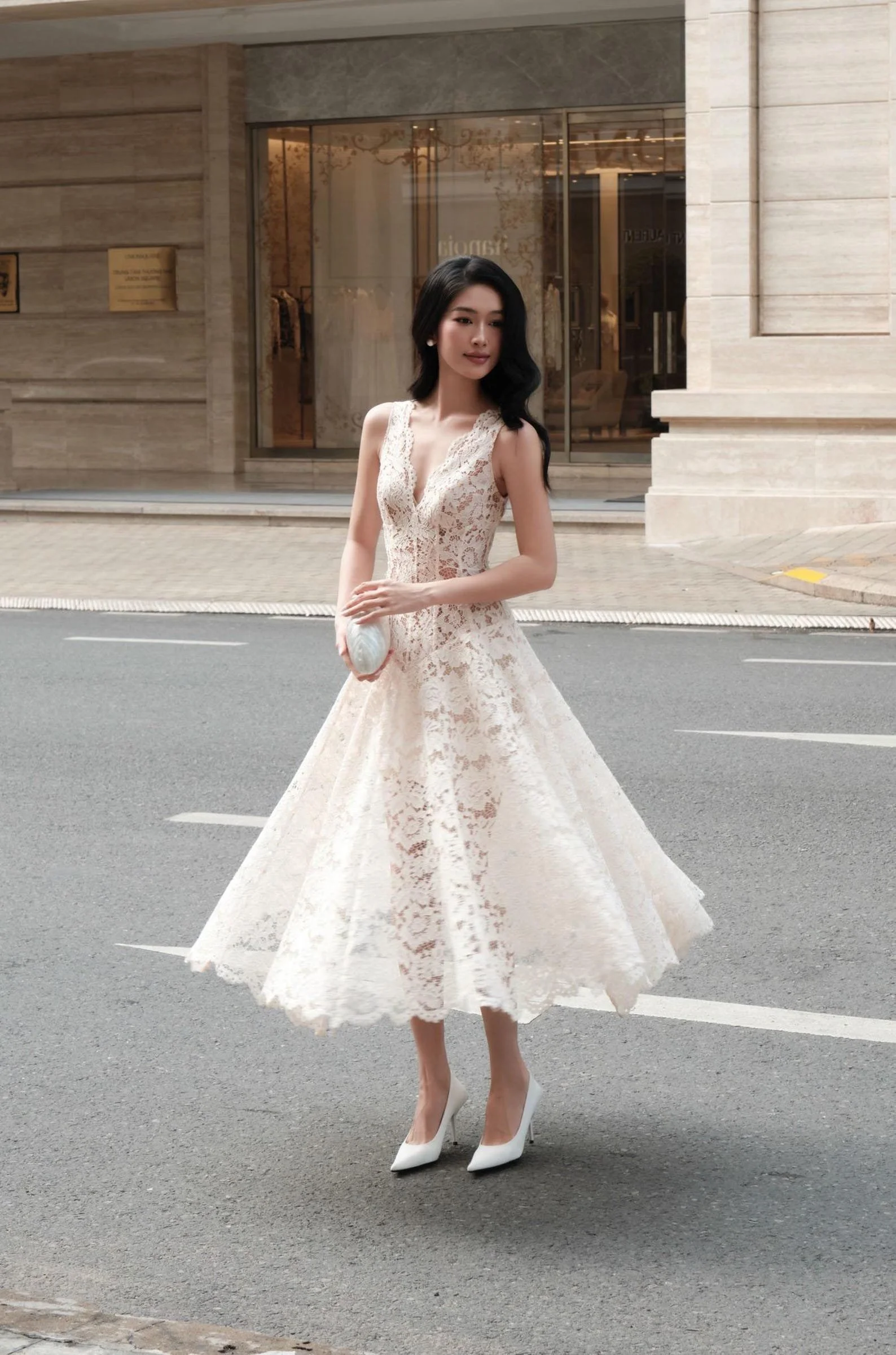 elegant lace midi dress