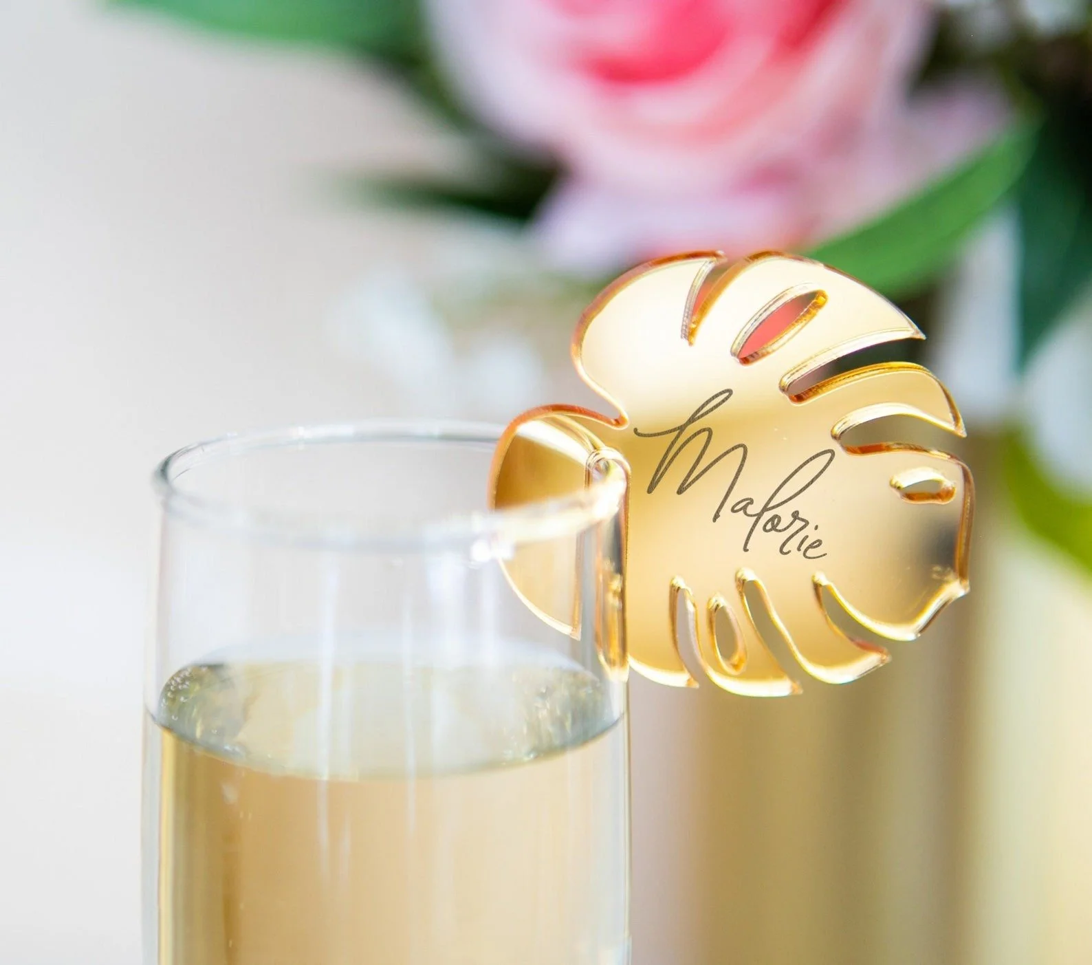 tropical leaf personalized drink tag