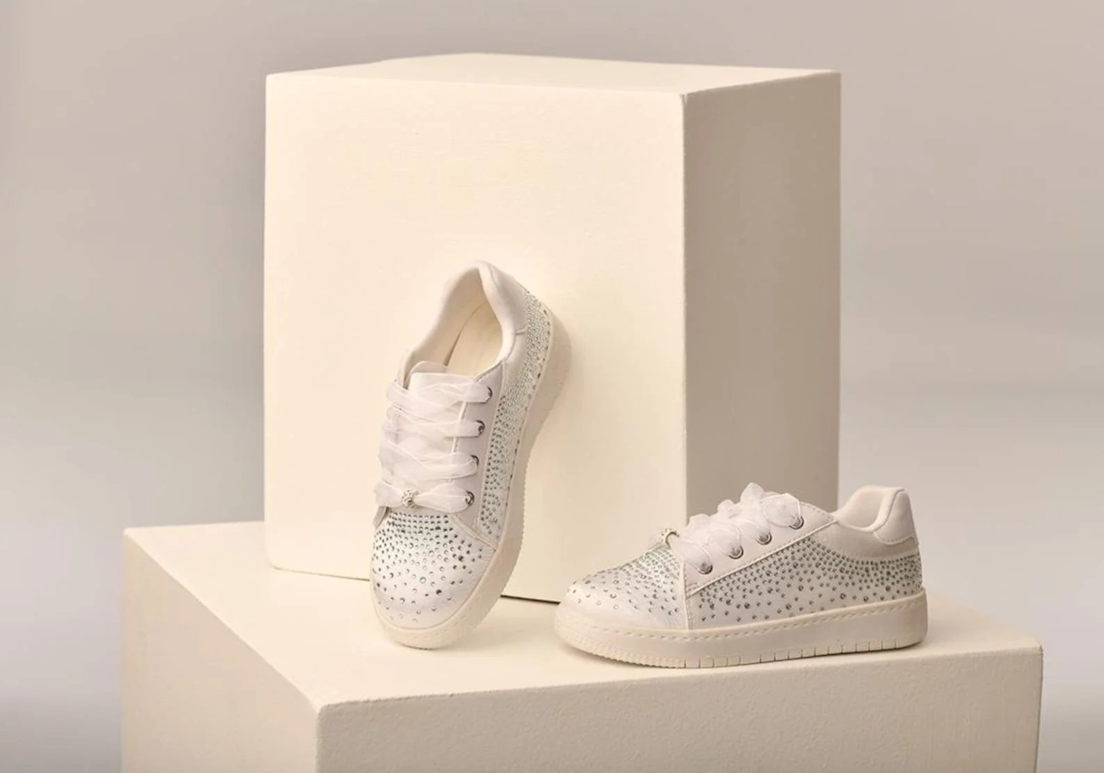 white rhinestone sneakers