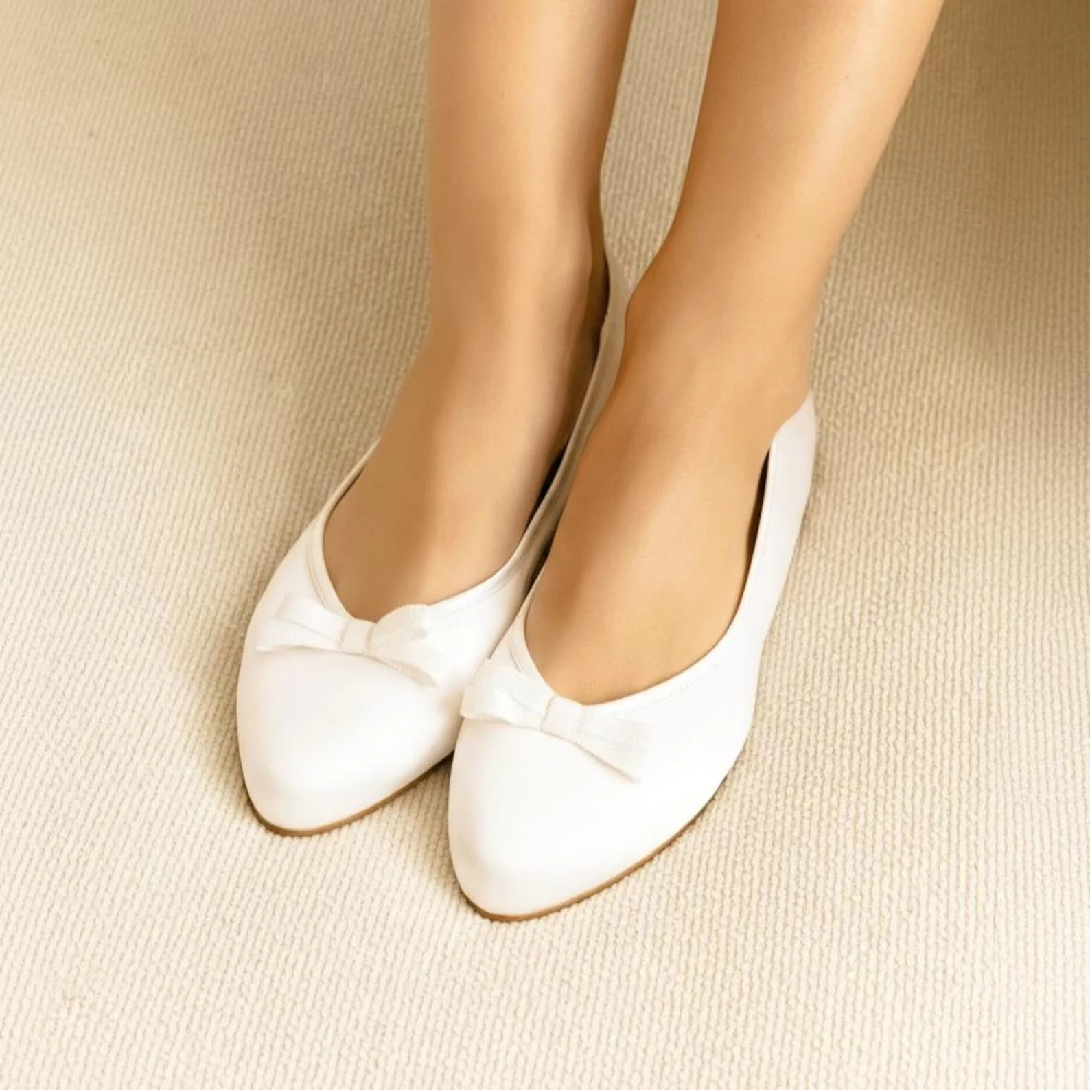 ivory satin bridal flats