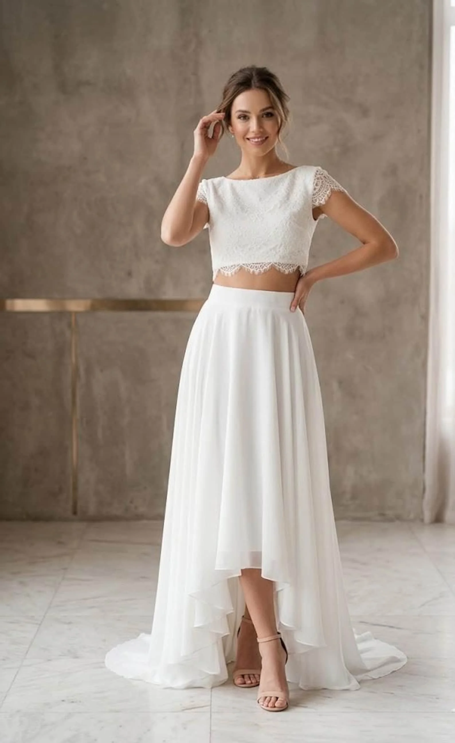 two piece boho rehearsal dinner dress