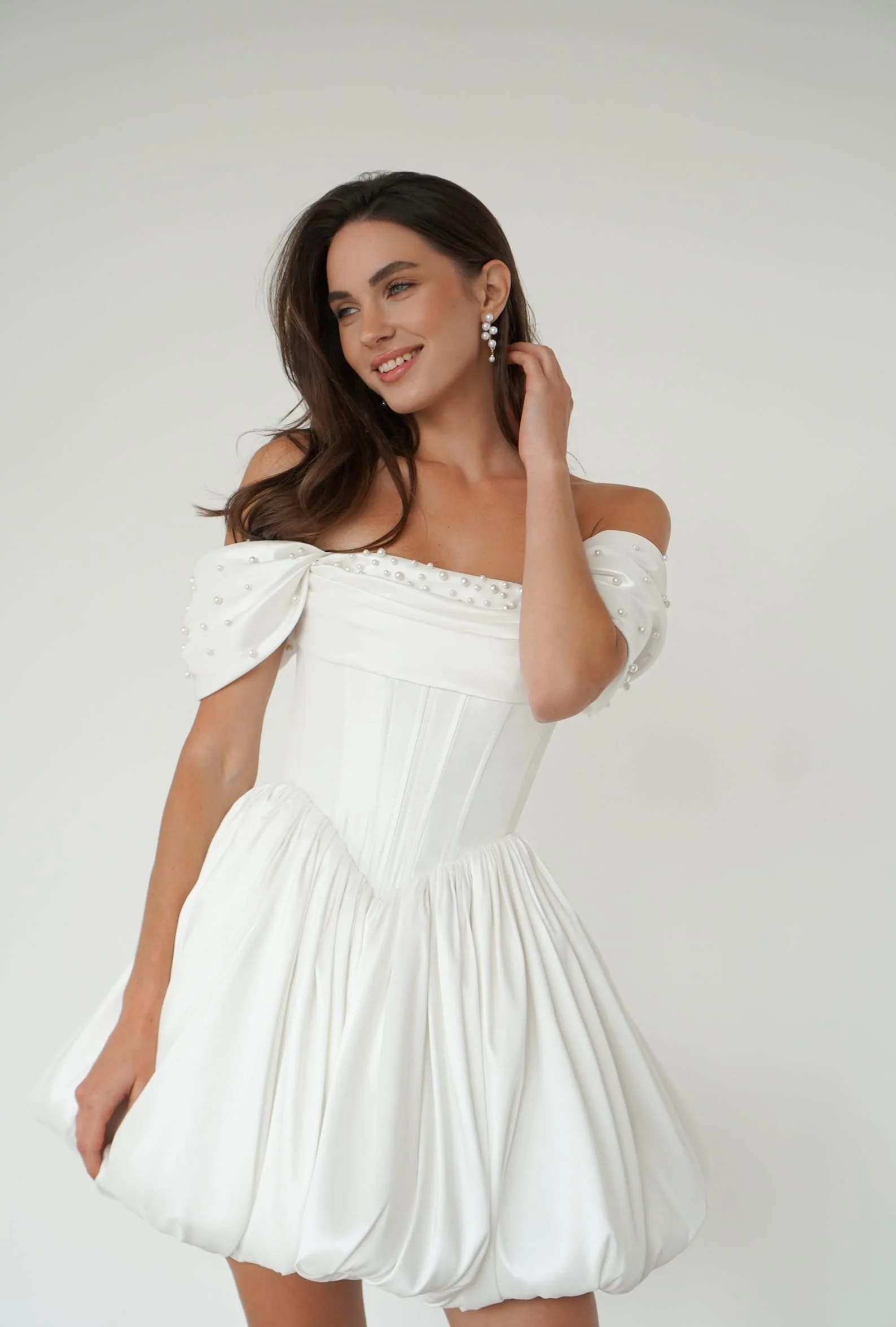 bubble skirt rehearsal dinner dress