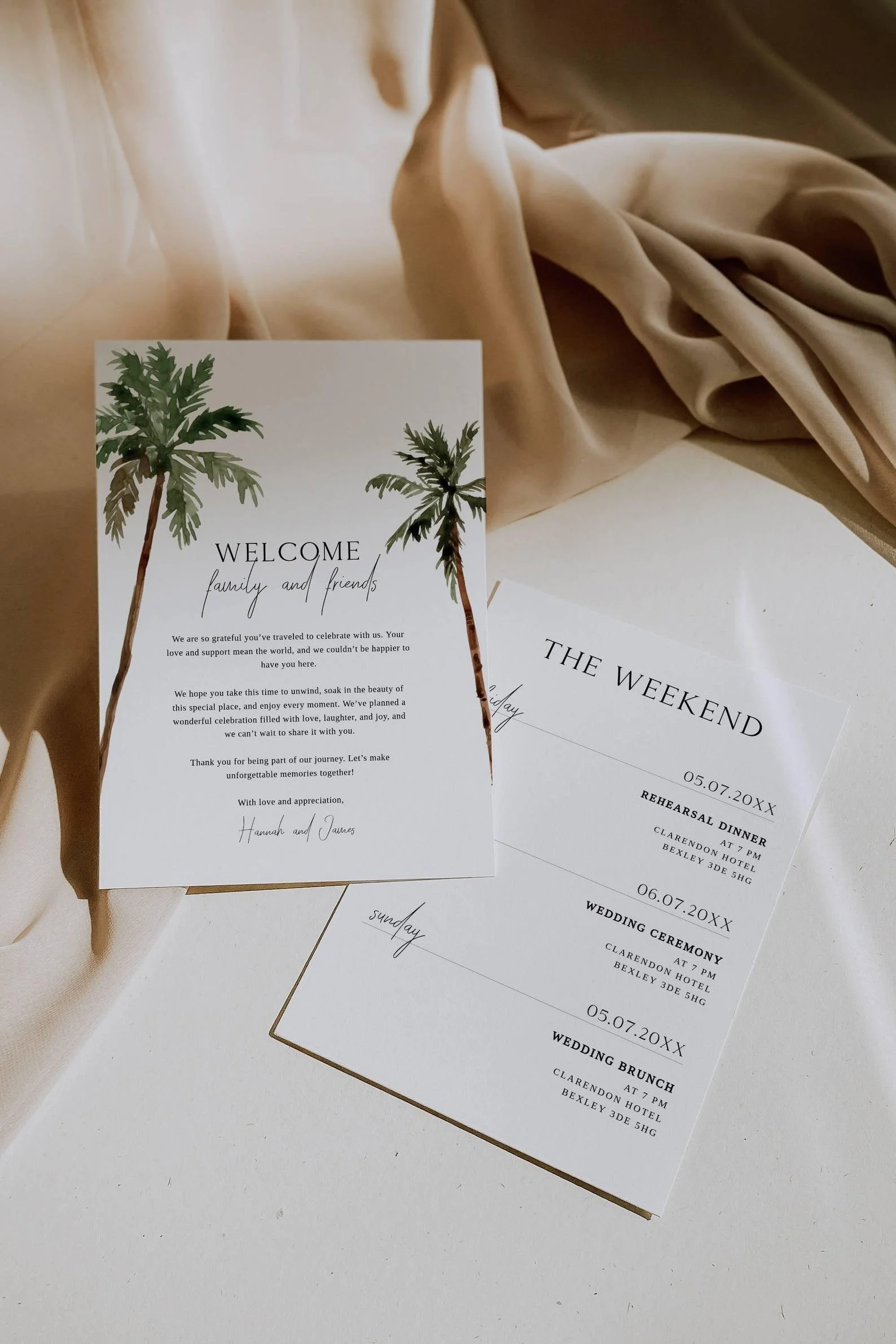 welcome note and wedding weekend itinerary