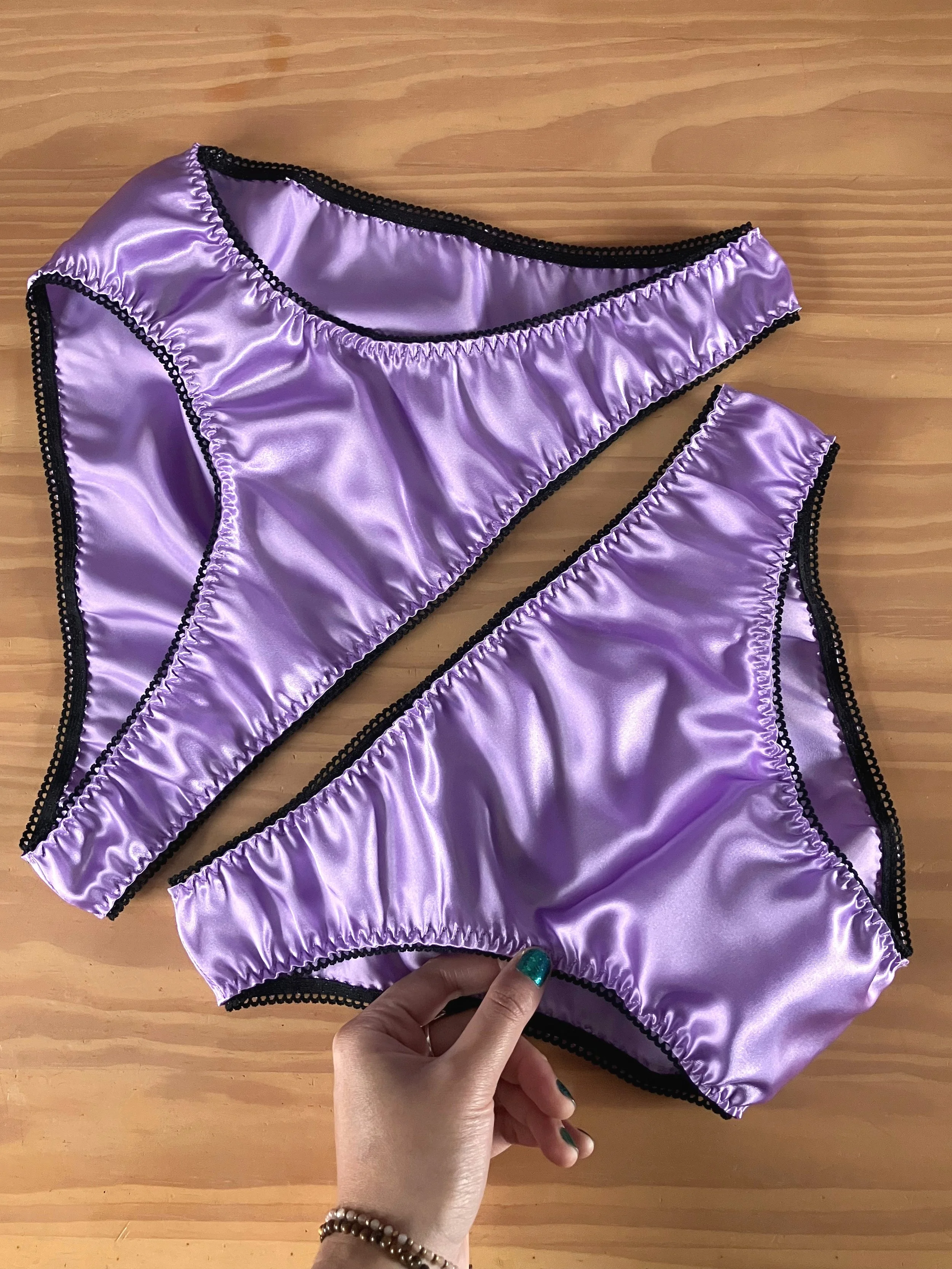 Lilac Satin Panties Set