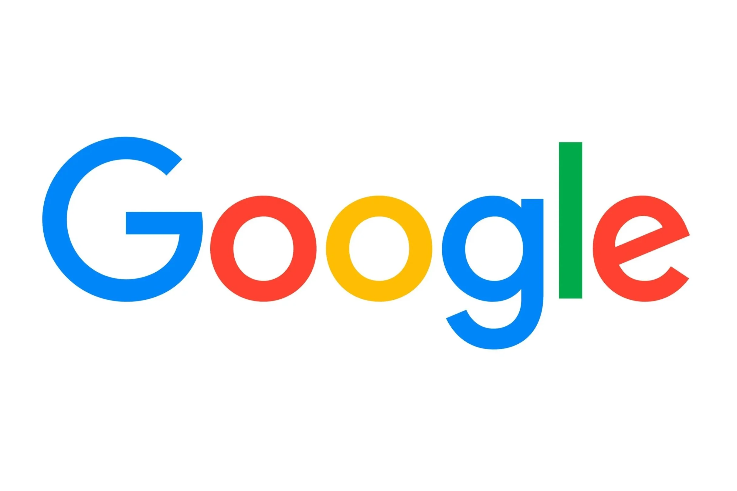 Google logo with colorful letters on a white background.