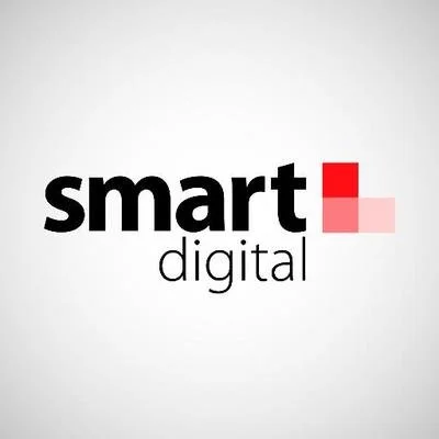 Logo for Smart Digital featuring black and red text on a white background.