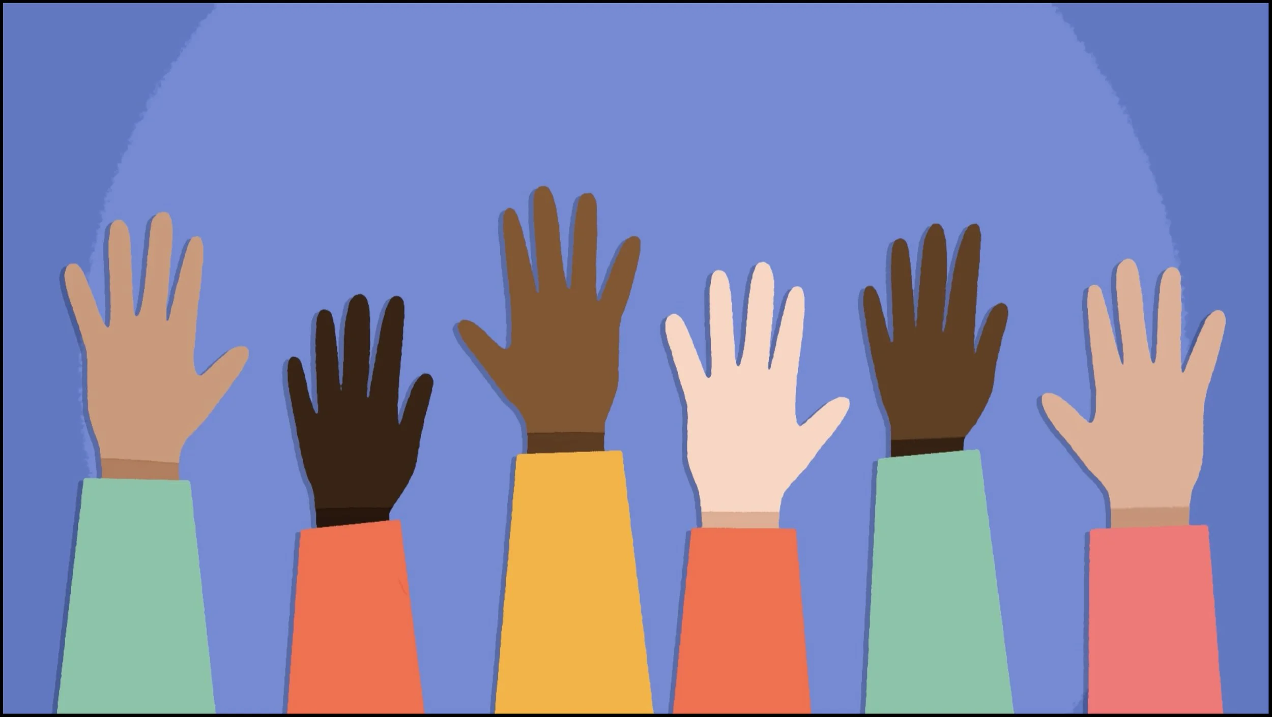 Diverse range of hands raised up, representing UNLRN Leadership Development - Leadership Communication Training Programme - Building High-Trust Teams