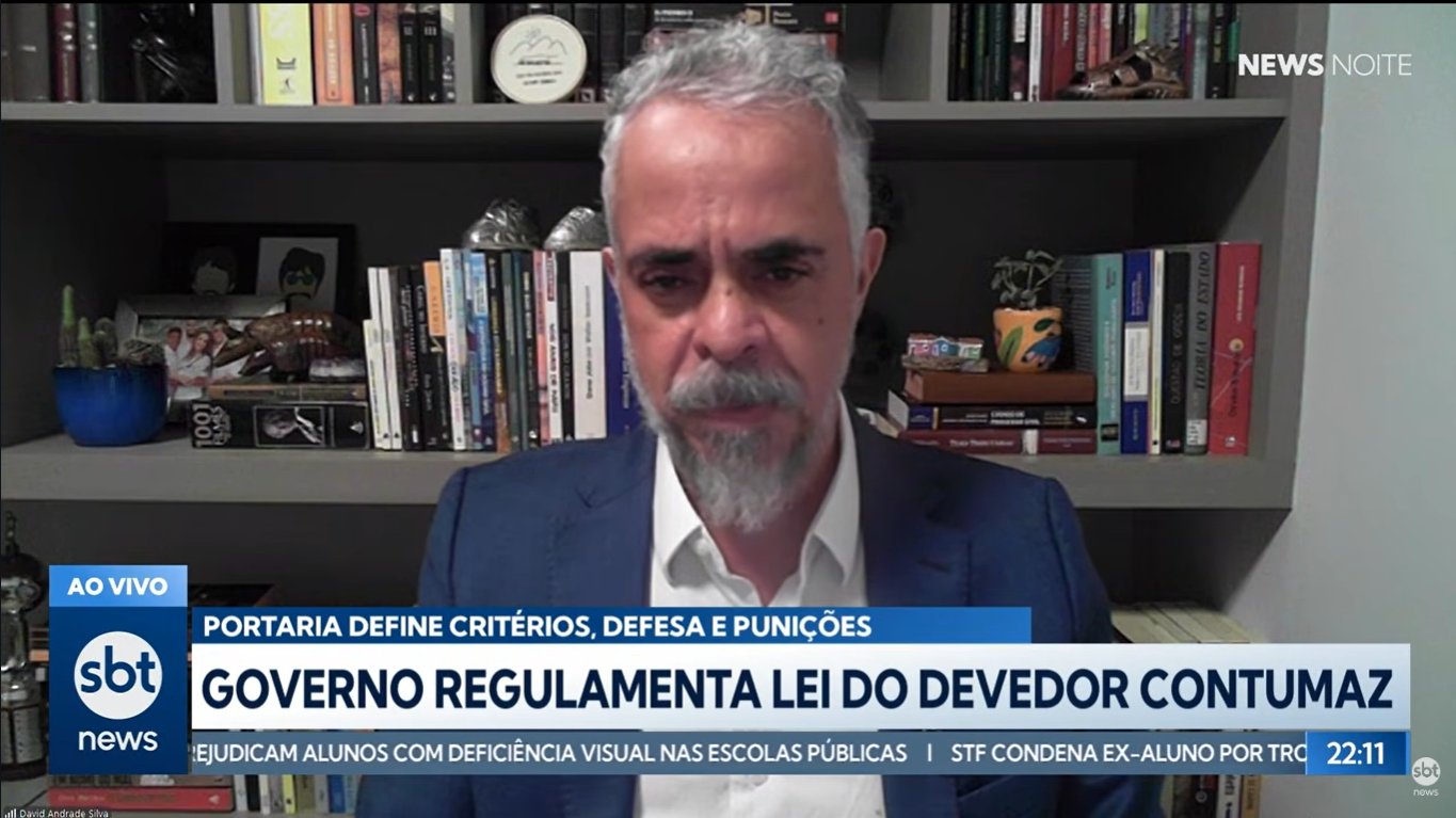 No SBT News, David Andrade Silva analisa a nova regulamentação federal sobre o devedor contumaz