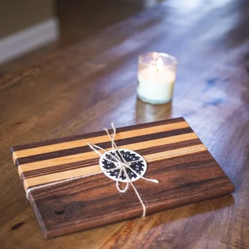 Walnut cheeseboard with cherry accents