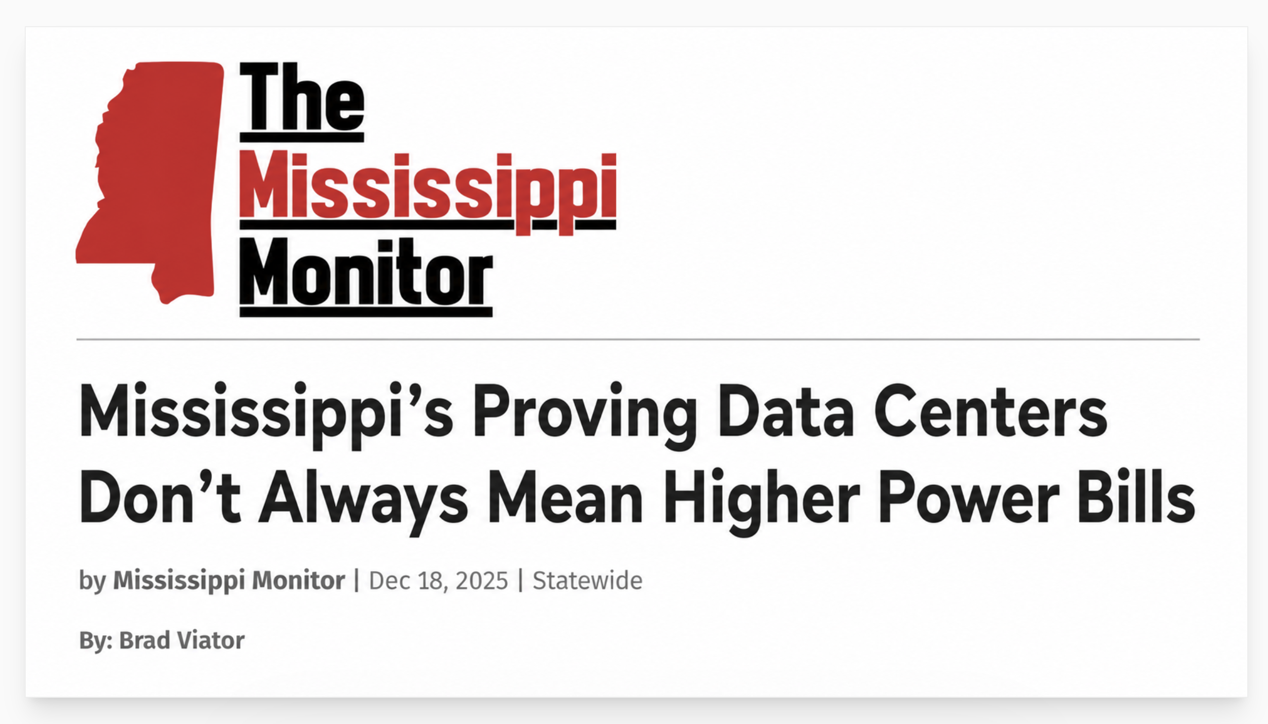 Mississippi Monitor: Mississippi’s Proving Data Centers Don’t Always Mean Higher Power Bills
