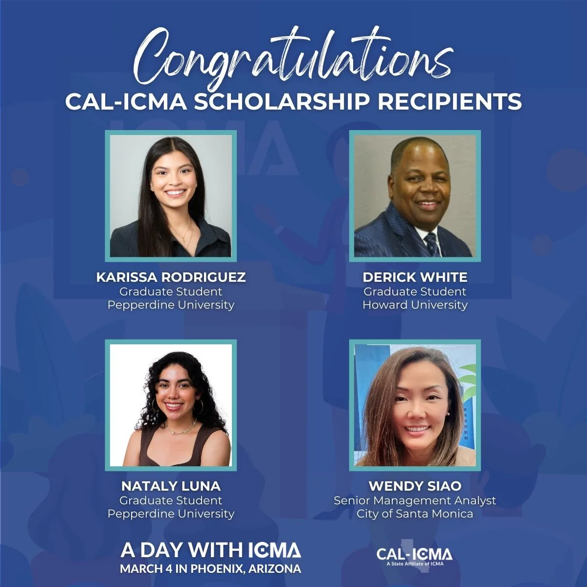 Cal-ICMA Congratulates 2026 “A Day with ICMA” Scholarship Recipients