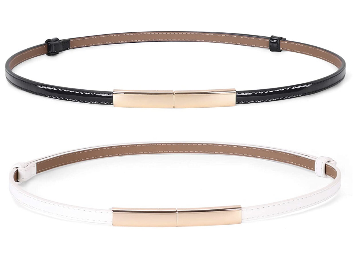 Skinny patent leather belts